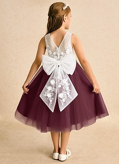Azazie Lina Flower Girl Dresses Ivory Cabernet Ball-Gown Lace Dress image1