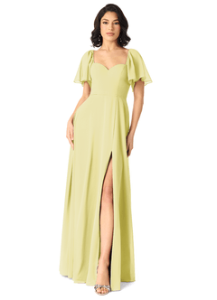 Azazie Chloe Bridesmaid Dresses Lemon Sorbet A-Line Sweetheart Neckline Chiffon Dress image1