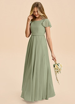 Azazie Cady Junior Pistachio A-Line Pleated Chiffon Dress image5