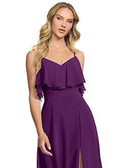 Azazie Jean Bridesmaid Dresses Grape A-Line Chiffon Convertible Dress image4