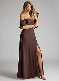 Azazie Sue Bridesmaid Dresses Ganache A-Line Off the Shoulder Chiffon Convertible Dress image5