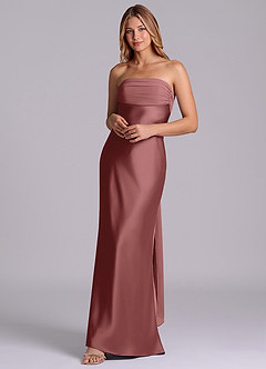 Azazie Ailanie Brudtärnklänningar Klä av Tubklänning i Stretch Satin Axelbandslös Ametist image3