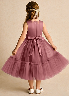 Azazie Miracle Blumenmädchenkleider A-Linie Schleifen Matte Satin Kleid Amethyst image2