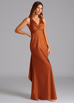 Azazie Hati Brudtärnklänningar Klä av Sjöjungfru i Stretch Satin Kanel image1