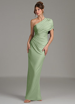 Azazie Essence Bridesmaid Dresses Dusty Sage Sheath One Shoulder Premium Stretch Jersey Dress image1