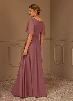 Azazie Tricia Mother of the Bride Dresses Desert Rose A-Line V-Neck Pleated Chiffon Dress image3