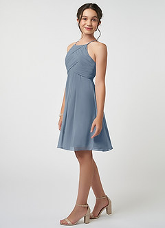 Azazie Ginny Junior A-Linie Plissee Chiffon Kleid Zwielichtviolett image3