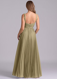 Azazie Mina Bridesmaid Dresses Moss Green A-Line Pleated Chiffon Dress image7