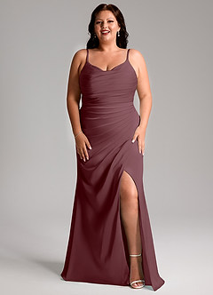 Azazie Deandra Bridesmaid Dresses Sangria Mermaid Pleated Stretch Satin Dress image9