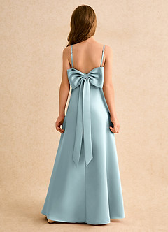 Azazie Joella Girls Formal Flower Girl Dresses Mist A-Line Pleated Matte Satin Dress image1