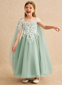 Azazie Dandelion Flower Girl Dresses Agave Ball-Gown Lace Dress image1