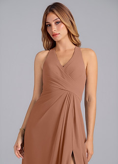Azazie Dorota Bridesmaid Dresses Bronzer A-Line Pleated Chiffon Dress image6