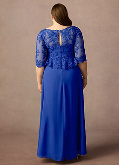 Azazie Averie Mother of the Bride Dresses Royal Blue A-Line Boatneck Sequins Chiffon Dress image14