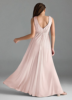Azazie Tanicia Junior Blushing Pink A-Line Mesh Dress image3