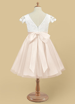 Azazie Vetty vestidos de niña de las flores Vestido de Marfil Blanco Alabastro de Tul de Corte En A con Encaje image10