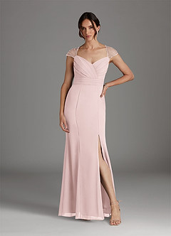 Azazie Blanchett Final Sale Blushing Pink Mermaid Sequins Chiffon Dress image2