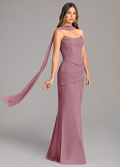 Azazie Sorrel Bridesmaid Dresses Vintage Mauve Mermaid Corset Chiffon Dress image4