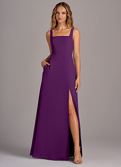 Azazie Debra Bridesmaid Dresses Grape A-Line with Pockets Chiffon Convertible Dress image5