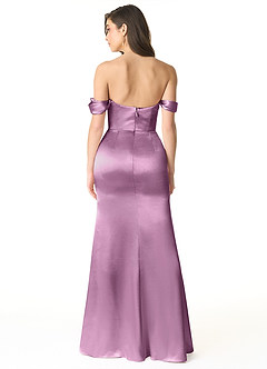 Azazie Liv Vestidos de damas de honor Vestido de Glicinia de Satén Metálico de Corte Recto Convertible con Vestidos sin tirantes image3