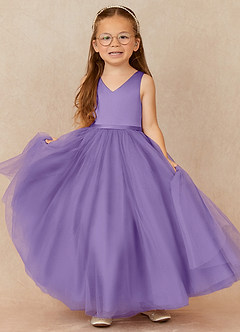 Azazie Marybell Flower Girl Dresses Tahiti A-Line Bow Tulle Dress image1