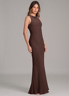Azazie Allettie Brautjungfernkleider Meerjungfrau-Linie Chiffon Kleid Ganache image5