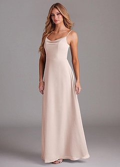Azazie Daenerys Bridesmaid Dresses Rose Petal A-Line Cowl Chiffon Dress image4