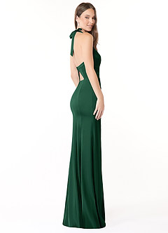 Azazie Emeria Bridesmaid Dresses Dark Green Mermaid Pleated Stretch Satin Dress image5