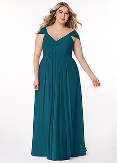 Azazie Kaitlynn Bridesmaid Dresses Ink Blue Empire Ruched Chiffon Convertible Dress image10