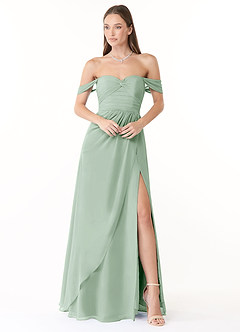 Azazie Millie Bridesmaid Dresses Agave A-Line Sweetheart Neckline Chiffon Convertible Dress image2