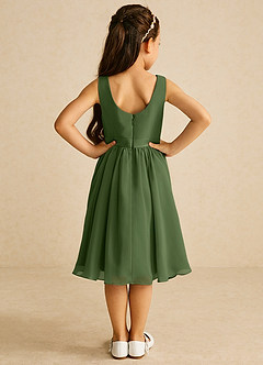 Azazie Ari Flower Girl Dresses Olive A-Line Sleeveless Chiffon Dress image6