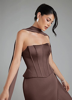 Azazie River Bridesmaid Dresses Ganache Sheath Corset Stretch Satin Convertible Dress image11