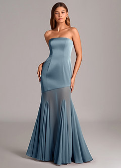 Azazie Uma Final Sale Dusty Blue Mermaid Strapless Chiffon Convertible Dress image1