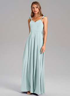 Azazie Everett Bridesmaid Dresses Mist A-Line Stretch Satin Dress image4
