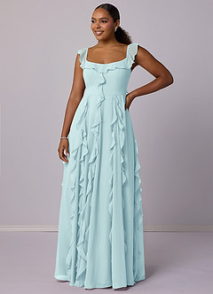 Barbie ♥ Azazie Bridesmaid Dresses Sea Glass A-Line with Pockets Chiffon Dress image9