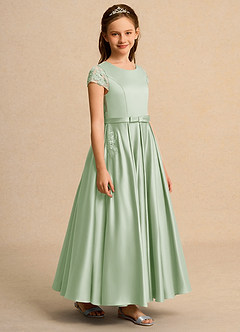 Azazie Bunny Junior Formal vestidos de niña de las flores Vestido de Salvia Polvorienta de Encaje de Princesa image5