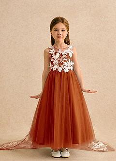 Azazie Mixie vestidos de niña de las flores Vestido de Pimenton de Encaje de Corte Princesa image2