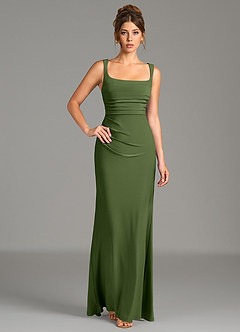 Azazie Agustina Bridesmaid Dresses Olive Mermaid Corset Premium Stretch Jersey Dress image5