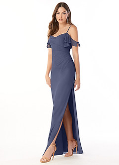 Azazie Emeralda Bridesmaid Dresses Stormy Sheath Off the Shoulder Chiffon Dress image1