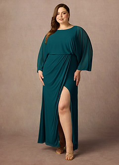 Azazie Ysabella Mother of the Bride Dresses Pine Mermaid Pleated Mesh Dress image6