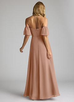 Azazie Sue Bridesmaid Dresses Champagne Rose A-Line Off the Shoulder Chiffon Convertible Dress image4