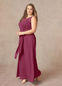 Azazie Marchioness Mother of the Bride Dresses Mulberry A-Line Scoop Pleated Chiffon Dress image9