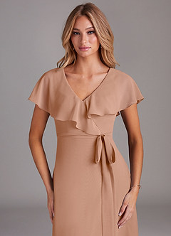 Azazie Lainey Bridesmaid Dresses Champagne Rose A-Line with Pockets Chiffon Dress image6