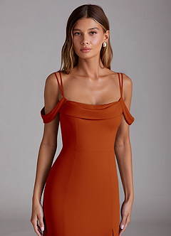 Azazie Callan Bridesmaid Dresses Paprika Mermaid Pleated Chiffon Convertible Dress image4