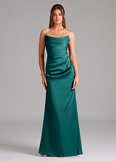Azazie Lucille Bridesmaid Dresses Peacock Mermaid Strapless Stretch Satin Convertible Dress image1