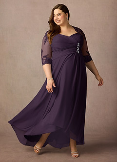 Azazie Anne Vestidos para mãe da noiva Vestir Ameixa de Renda de Bainha com Lantejoulas image12