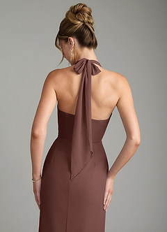 Azazie Arnelle Bridesmaid Dresses Espresso Sheath Pleated Chiffon Dress image6