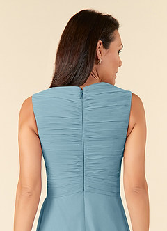 Azazie Theron Mother of the Bride Dresses Moody Blue A-Line V-Neck Pleated Chiffon Dress image5