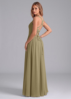 Azazie Francis Jurken voor bruidsmeisjes Jurk van Chiffon met A-Lijn Korset Mosgroen image2