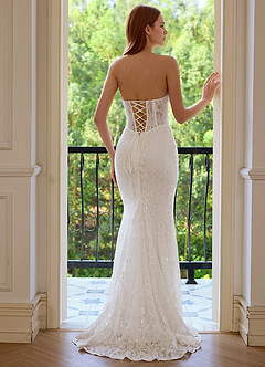 Orianthe White Sheer Corset Sequin Embroidery Mermaid Prom Dress image3