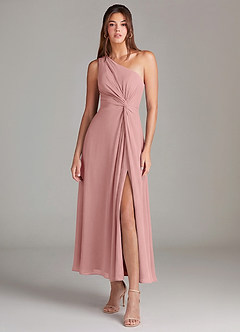 Azazie Brooke Bridesmaid Dresses Dusty Rose A-Line One Shoulder Chiffon Dress image1